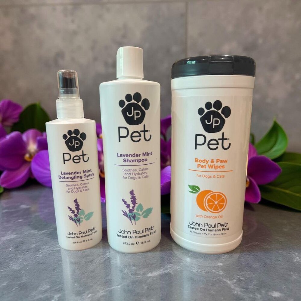 John Paul Mitchell Pet Lavender Mint Shampoo Detangling Spray Body Paw Pet Wipes